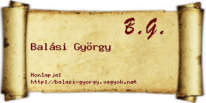 Balási György névjegykártya