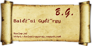 Balási György névjegykártya